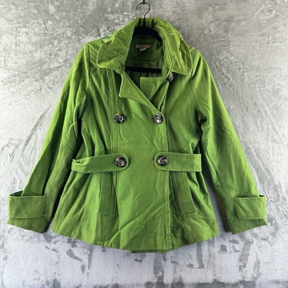 Forever 21 Jackets & Blazers - Forever Pea Coat Women's L Green Wool Blend Hooded